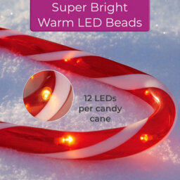 Neo Large 42Cm 12 Piece Set Remote Solar Panel Battery Candy Cane Christmas Lights - thumbnail 7