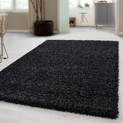 Prime Plus Thick Large 5Cm Pile Shaggy Rug Living Room Bedroom Hallway Non-Shed Rug Runner Carpet (Anthracite, 60 X 110Cm) - image 1