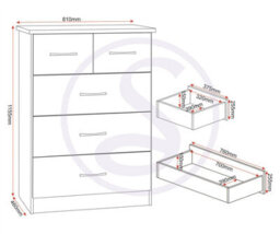Seconique Nevada 4 Piece Bedroom Furniture Set 3D Effect Grey Finish  Wardrobe Chest  2 Bedside Tables - thumbnail 2