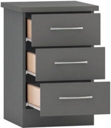 Seconique Nevada 4 Piece Bedroom Furniture Set 3D Effect Grey Finish  Wardrobe Chest  2 Bedside Tables - thumbnail 6