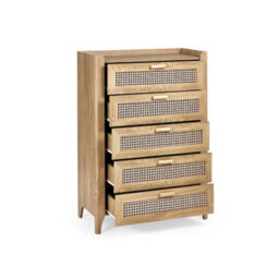 Julian Bowen Sydney Rattan Effect Print 5 Drawer Chest - Oak Effect - thumbnail 4