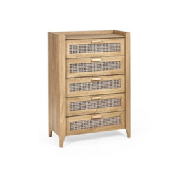 Julian Bowen Sydney Rattan Effect Print 5 Drawer Chest - Oak Effect - thumbnail 3