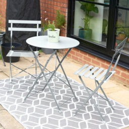 Bravich Manarola 3 Piece Garden Foldable Metal Bistro Dining Set - Grey - thumbnail 2