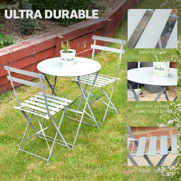 Bravich Manarola 3 Piece Garden Foldable Metal Bistro Dining Set - Grey - thumbnail 4