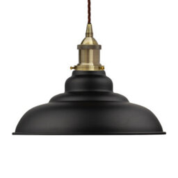 Matt Black St Edmund's Painted Dome Pendant Light With Antique Brass Lamp Holder And Brown Twisted Cable - Se Home