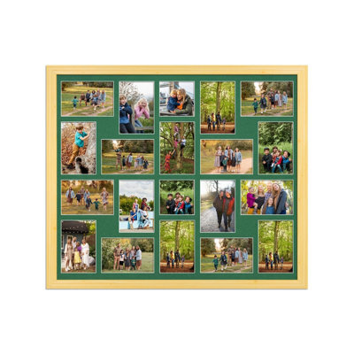 AK Frames 80X70Cm Light Oak Classic Multi Photo Frame With Emerald Mount - Holds 20 Apertures (18X) 6X4, (2X) 4X4 Photos - image 1
