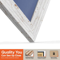 "30X17"" White Rustic Modern Vinyl Record Frame With Blue Mount For 12 Inch Lp Album Cover & Disc - Ak Frames" - thumbnail 3
