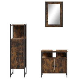 Berkfield 3 Piece Bathroom Furniture Set Smoked Oak Engineered Wood - thumbnail 5