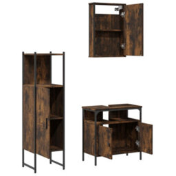 Berkfield 3 Piece Bathroom Furniture Set Smoked Oak Engineered Wood - thumbnail 6