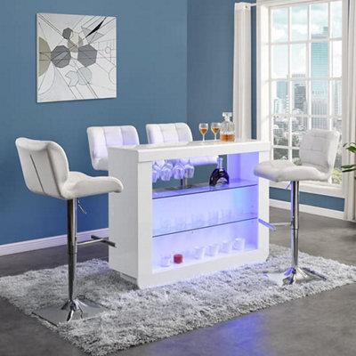 Furniture in Fashion Fiesta White High Gloss Bar Table With 4 Candid White Stools - image 1