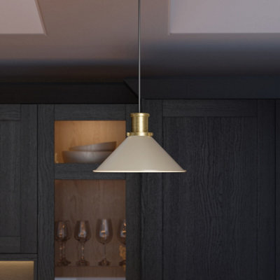 GoodHome Danvers Taupe Coolie Cone Lamp Shade (D)26Cm - image 1