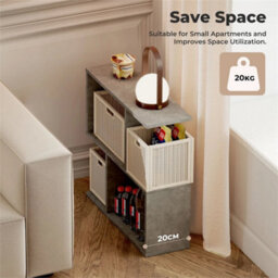 Narrow Side Table Slim End Sofa Table With Living Room Storage 20Cm Modern Grey - thumbnail 5