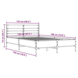 Berkfield Bed Frame Without Mattress Grey Sonoma 120X190 Cm Small Double - thumbnail 9