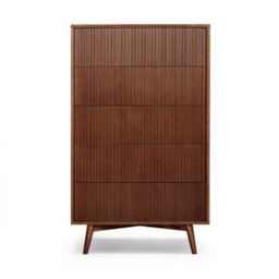 Teamson Home Tremolo Chest Of Drawers 5 Fluted Push-Open Drawer Bedroom Dresser, Walnut - thumbnail 6