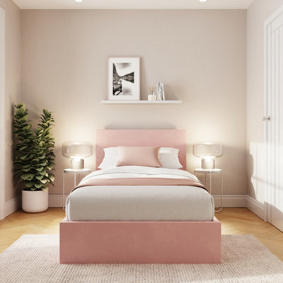 Gfw End Lift Ottoman Bed 90Cm Velvet Blush Pink Single - image 1