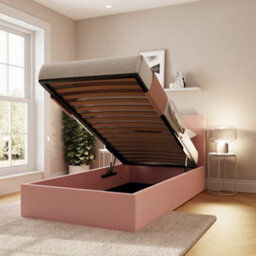 Gfw End Lift Ottoman Bed 90Cm Velvet Blush Pink Single - thumbnail 3