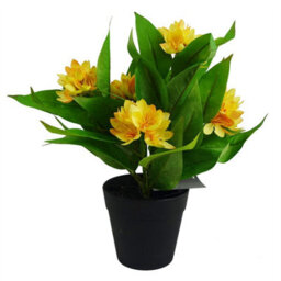 Leaf 3X 18Cm Artificial Freesia Plants Pink, Orange, Yellow Flowering - thumbnail 7