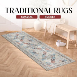 Ameha Non Slip Cashmere Coastal Runner Modern Kitchen Bedroom Lobby Rug 60 X 220 Cm - thumbnail 1
