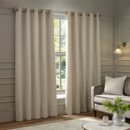 Paoletti Galaxy Fully Lined Chenille Eyelet Curtain Pair, Ivory, (W) 229 X (D) 137Cm - thumbnail 1
