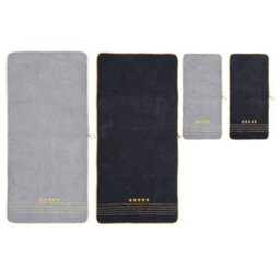 Living And Home 4 Pack Polyester Hand And Bath Towel Set Gold Star Striped Soft Absorbent Hanging Loop Bathroom Towels - thumbnail 4
