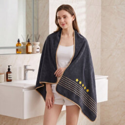 Living And Home 4 Pack Polyester Hand And Bath Towel Set Gold Star Striped Soft Absorbent Hanging Loop Bathroom Towels - thumbnail 3