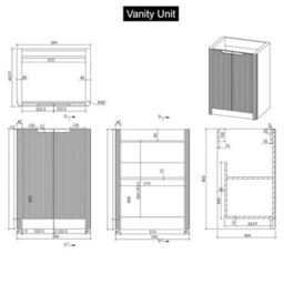 Royal Bathrooms Avenza 600mm Fluted Floor Standing Vanity Unit Terracotta Clay 2 Door Storage Cabinet With Ceramic Basin - thumbnail 8