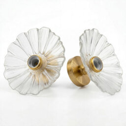 Emitto Ceiling Light Flower Clear Glass Fixture Chandelier Flush Mount 2 Pcs - thumbnail 3