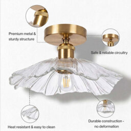 Emitto Ceiling Light Flower Clear Glass Fixture Chandelier Flush Mount 2 Pcs - thumbnail 7