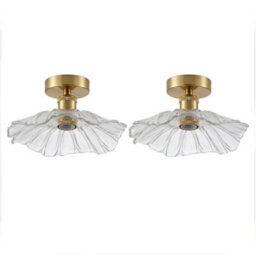 Emitto Ceiling Light Flower Clear Glass Fixture Chandelier Flush Mount 2 Pcs - thumbnail 2
