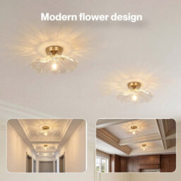 Emitto Ceiling Light Flower Clear Glass Fixture Chandelier Flush Mount 2 Pcs - thumbnail 5