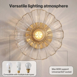 Emitto Ceiling Light Flower Clear Glass Fixture Chandelier Flush Mount 2 Pcs - thumbnail 8