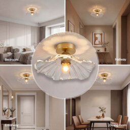 Emitto Ceiling Light Flower Clear Glass Fixture Chandelier Flush Mount 2 Pcs - thumbnail 9