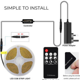 Wood Panel Co Cob Led Strip Lights Natural White 4000K 5M Dimmable, Cuttable And Flexible Includes Remote - thumbnail 4