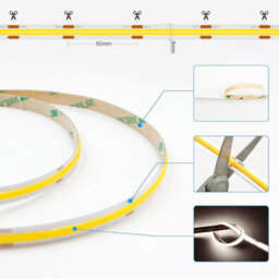 Wood Panel Co Cob Led Strip Lights Natural White 4000K 5M Dimmable, Cuttable And Flexible Includes Remote - thumbnail 5