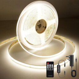 Wood Panel Co Cob Led Strip Lights Natural White 4000K 5M Dimmable, Cuttable And Flexible Includes Remote - thumbnail 1