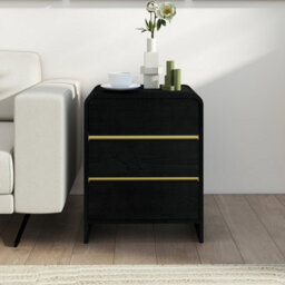 Melody Maison Pair Of Black 3 Drawer Bedside Tables - Meridian Black Range - thumbnail 5