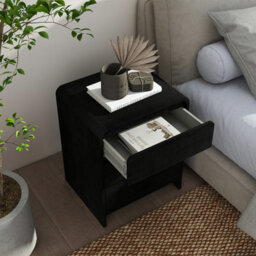 Melody Maison Pair Of Black 3 Drawer Bedside Tables - Meridian Black Range - thumbnail 3