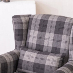 High Wing Back Armchair Tartan Fabric Chair Fireside Seat Livingroom Lounge Sofa - thumbnail 3