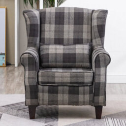High Wing Back Armchair Tartan Fabric Chair Fireside Seat Livingroom Lounge Sofa - thumbnail 6