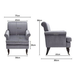 Living And Home Contemporary Grey Velvet Upholstered Recliner Chair Armchair With Wood Legs And Front Casters - thumbnail 5