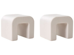 Wyld And Coco Novahome Set Of 2 Grey Side Tables, Synthetic Multifunctional Stools, No Assembly Required - thumbnail 3