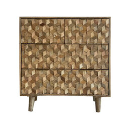 Buttercup Farm Geometric 2+2 Drawer Chest Of Drawer - Mango Wood - L45 X W90 X H96 Cm - Mango Light Finish - thumbnail 1