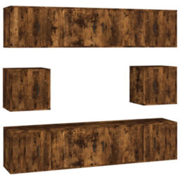 Berkfield Classic 8 Piece Tv Cabinet Set Smoked Oak Engineered Wood - thumbnail 1