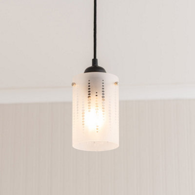 Valuelights Elsie Frosted Glass Spotted Ceiling Small Cylinder Lamp Shade And Bulb (D)10Cm - image 1