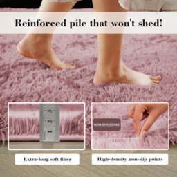Aspire Homeware Non Slip Tie Dye Pink Shaggy Rug Soft Fluffy Washable, Living Area And Bedroom Rug, (L)170Cm X (W)120Cm - thumbnail 4