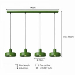 Luminosa Lighting Luminosa Velyo Bar Pendant Ceiling Light Green 4X E27 - thumbnail 5