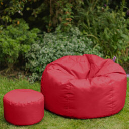 Icon Kingston Adult Classic Indoor Outdoor Bean Bag & Square Footstool Pouffe Red - thumbnail 4