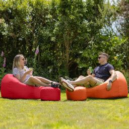 Icon Kingston Adult Classic Indoor Outdoor Bean Bag & Square Footstool Pouffe Red - thumbnail 3