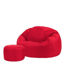 Icon Kingston Adult Classic Indoor Outdoor Bean Bag & Square Footstool Pouffe Red - thumbnail 1