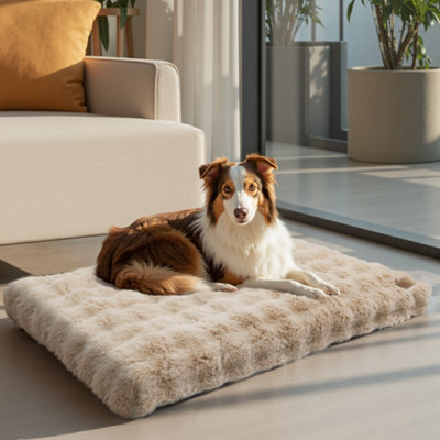 Bingopaw 105Cm Dog Bed Pet Calming Cushion Mat Washable Soft Warm Plush Mattress, Khaki Beige - image 1